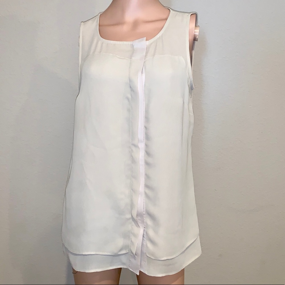 Ann Taylor Sleeveless Beige Blouse Tank Top Size 8
